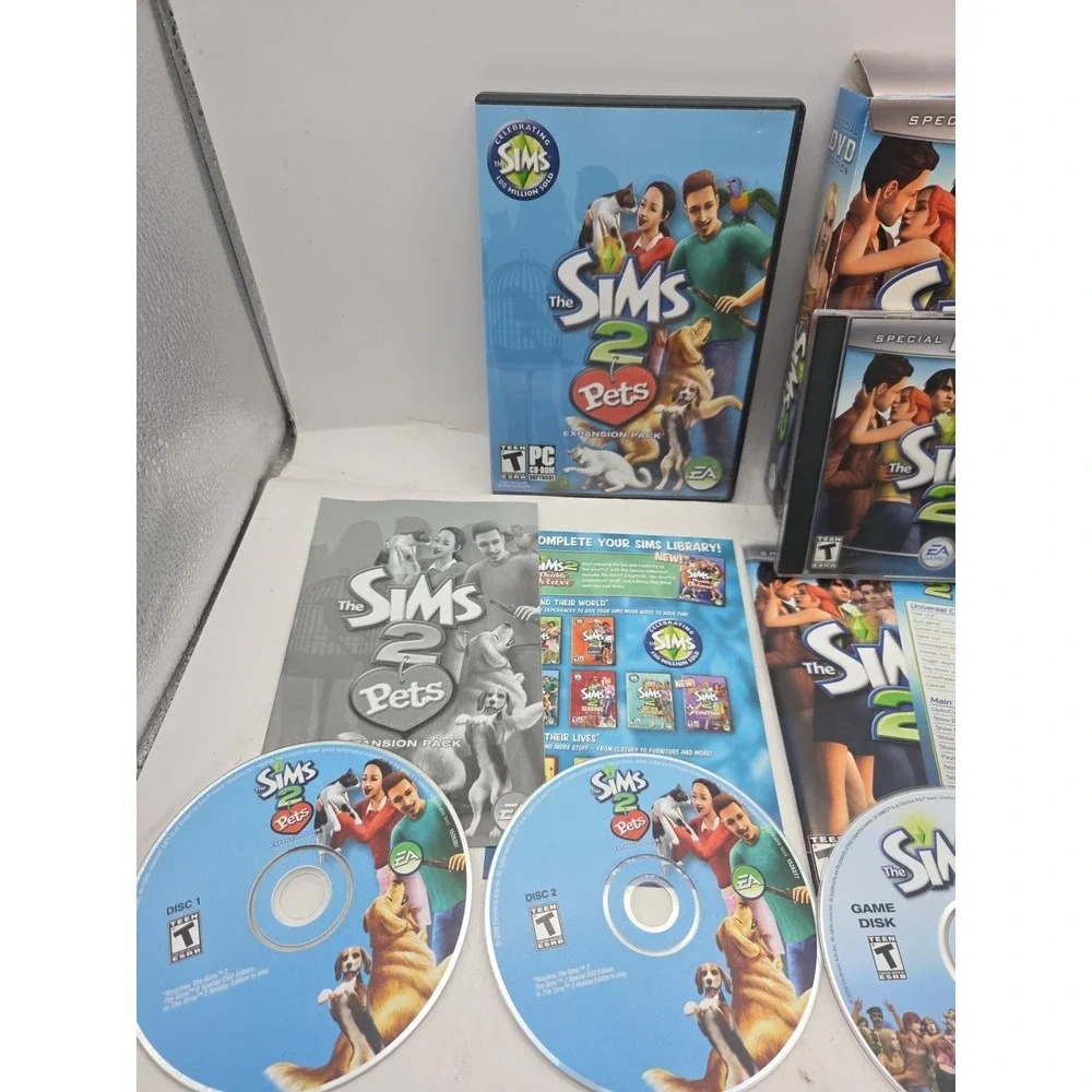 The Sims 2 PC DVD-ROM 2004 Special DVD Edition CIB W/ Sims 2 Pets CIB Bundle